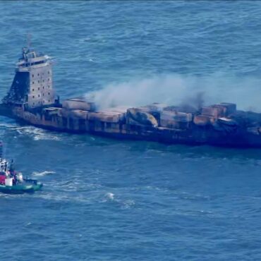 North Sea crash vessel unlikely to stay afloat but wasn’t carrying sodium cyanide, owners say
