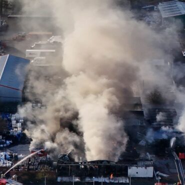 Six people in hospital after huge fire at industrial estate