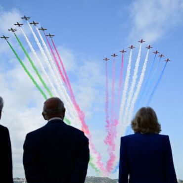 King and Queen watch flypast over Rome as state visit to Italy under way