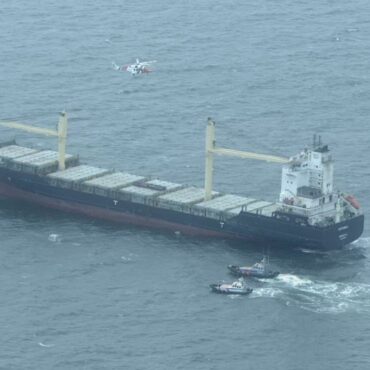 Fire breaks out on container ship in North Sea