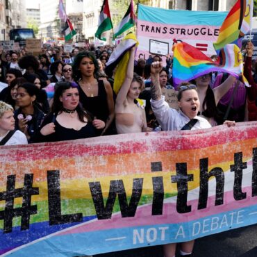 Trans rights activists protest after court ruling on definition of a woman