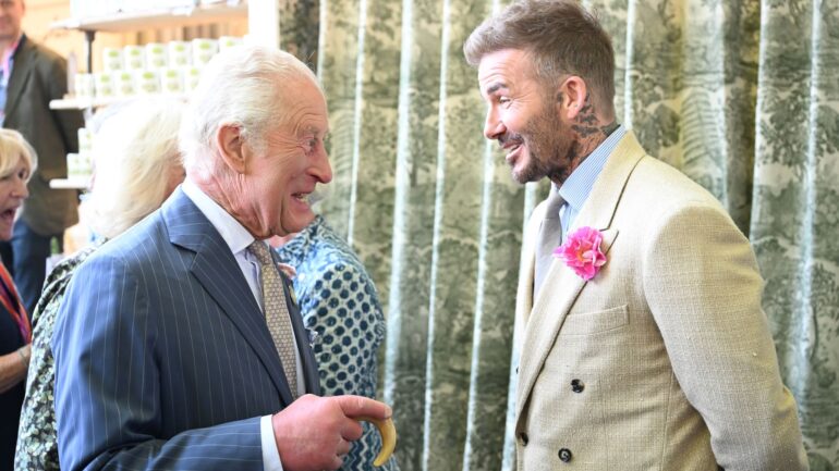 Beckham meets King and Queen at Chelsea Flower Show