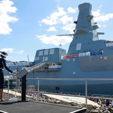 William says new warship ‘screams UK power’ – as Kate names it by smashing whisky bottle