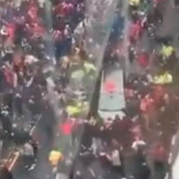 Footage shows people carrier drive into crowds at speed during Liverpool celebrations
