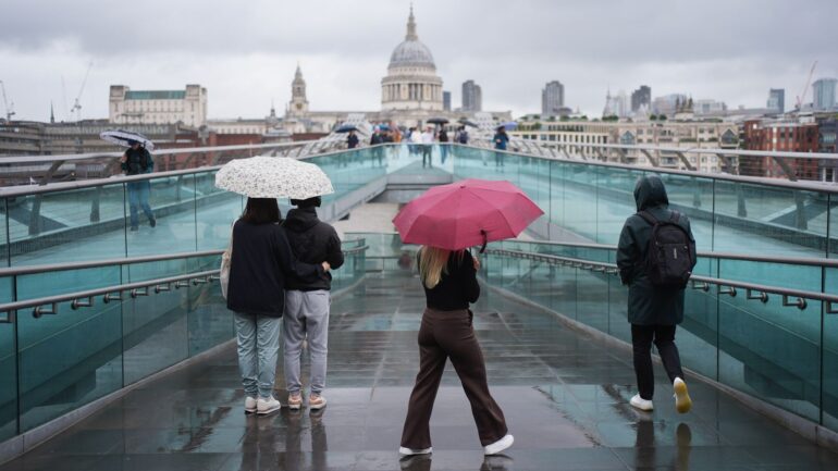 30,000 lightning strikes hit UK – with roads flooded and landslip disrupting trains