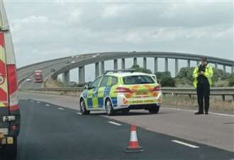 Police shut bridge after crash involving lorry and car