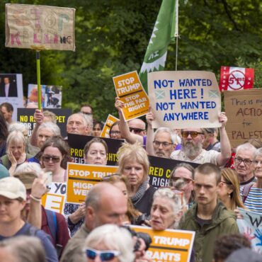 Trump able to enjoy round of golf at Turnberry as protesters speak out from hundreds of miles away