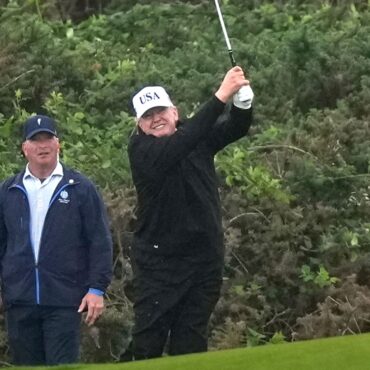 Huge security operation as Trump tees off at his Scottish golf course