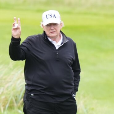 Trump gives his view on chances of US-EU trade deal – while on the golf course
