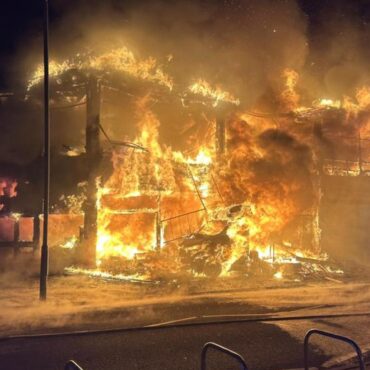 Homes evacuated as firefighters tackle huge blaze in seaside town