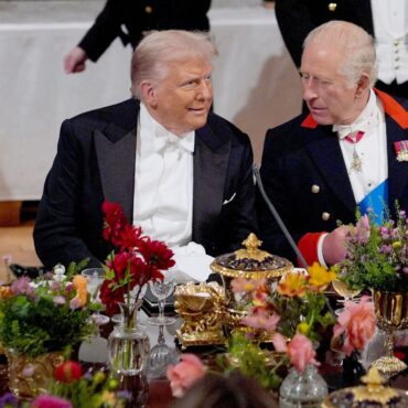 Trump hails ‘highest honour of my life’ at state banquet – as King references trade, Ukraine and environment