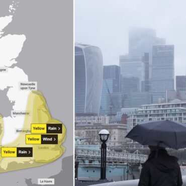 Four yellow weather warnings in place as Storm Benjamin hits UK