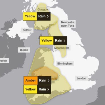 Danger to life warning for parts of UK as ‘month’s worth of rain’ to fall in 24 hours