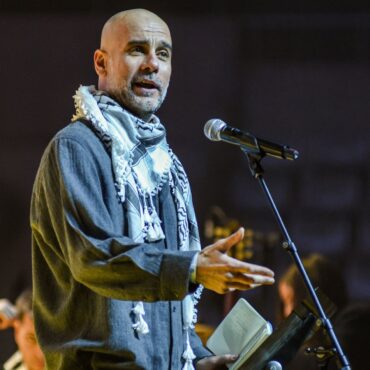 Pep Guardiola gives passionate speech in support of Palestinian children