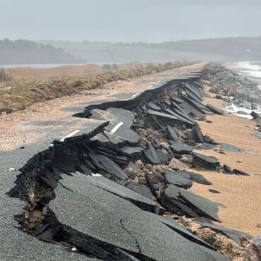 Coastal road hit by three named storms swept away into the sea
