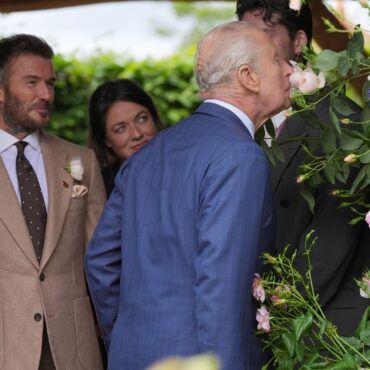 All smiles as King and Queen meet Sir David Beckham at Chelsea Flower Show