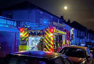 Video captures raging shed fire as it spreads towards nearby homes
