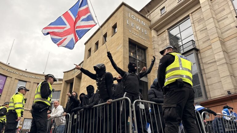 Rival protesters clash at anti-racism rally in Glasgow
