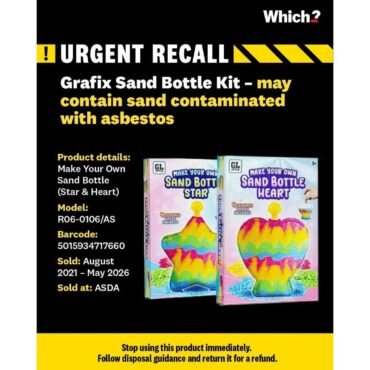 Two more children’s sand kits withdrawn from sale over asbestos content