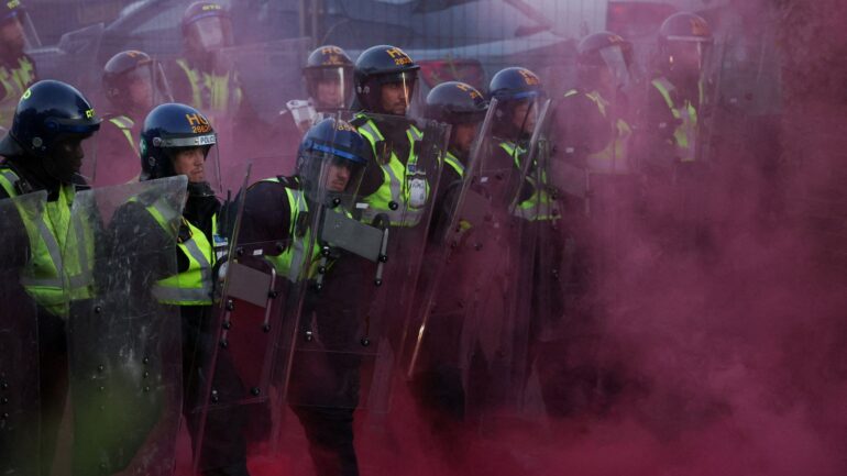Man pleads guilty after ‘launching frying pan’ at police during protest over Henry Nowak murder