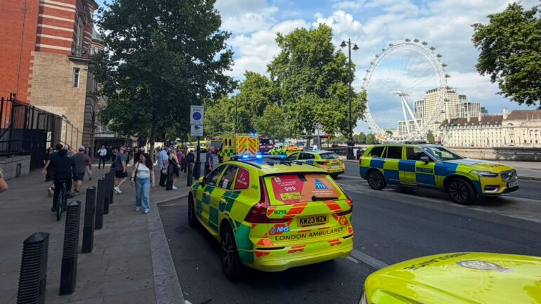Police boat carrying armed officers crashes into bridge in London