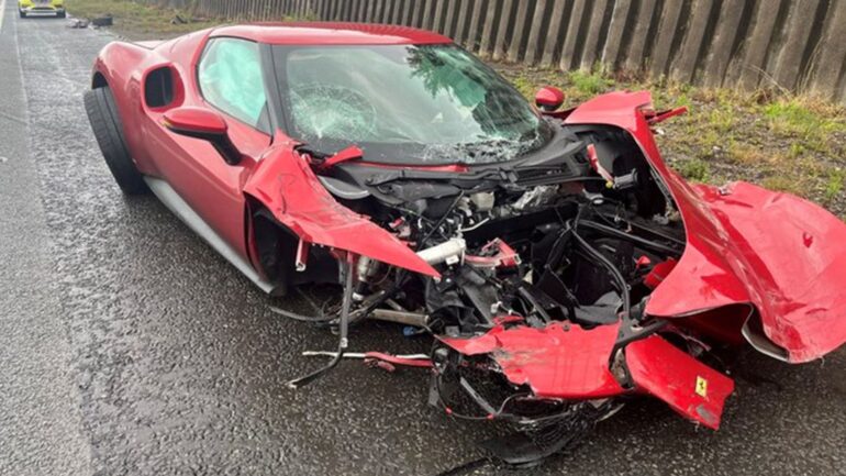 ‘One less Ferrari’: Police issue warning after £260k supercar wrecked