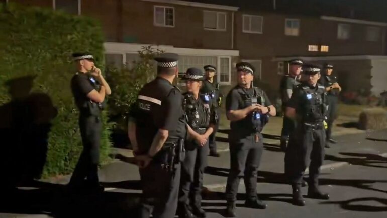 Female police officer ‘seriously bitten’ during anti-migrant disorder