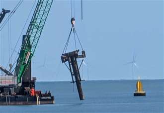 Just one to go as second mast removed from sunken bomb ship