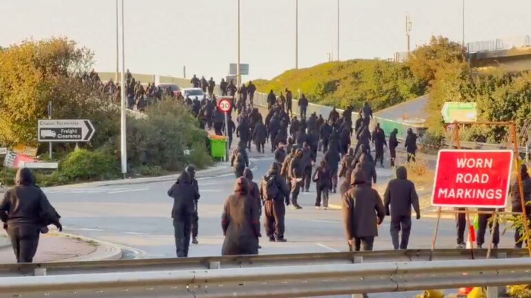 Police response to Dover protests set to come under scrutiny, as Tommy Robinson associate appears to claim credit