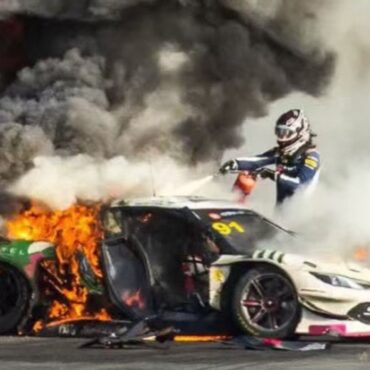 Race driver thanks rival for saving his life by pulling him from burning car