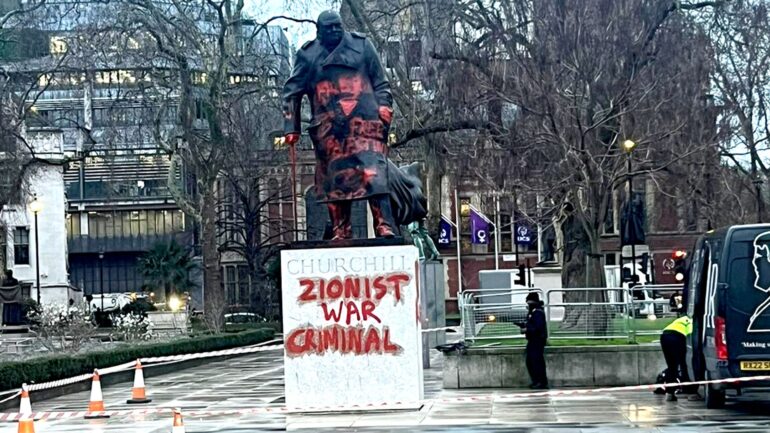 Man who vandalised Churchill statue not guilty of criminal damage